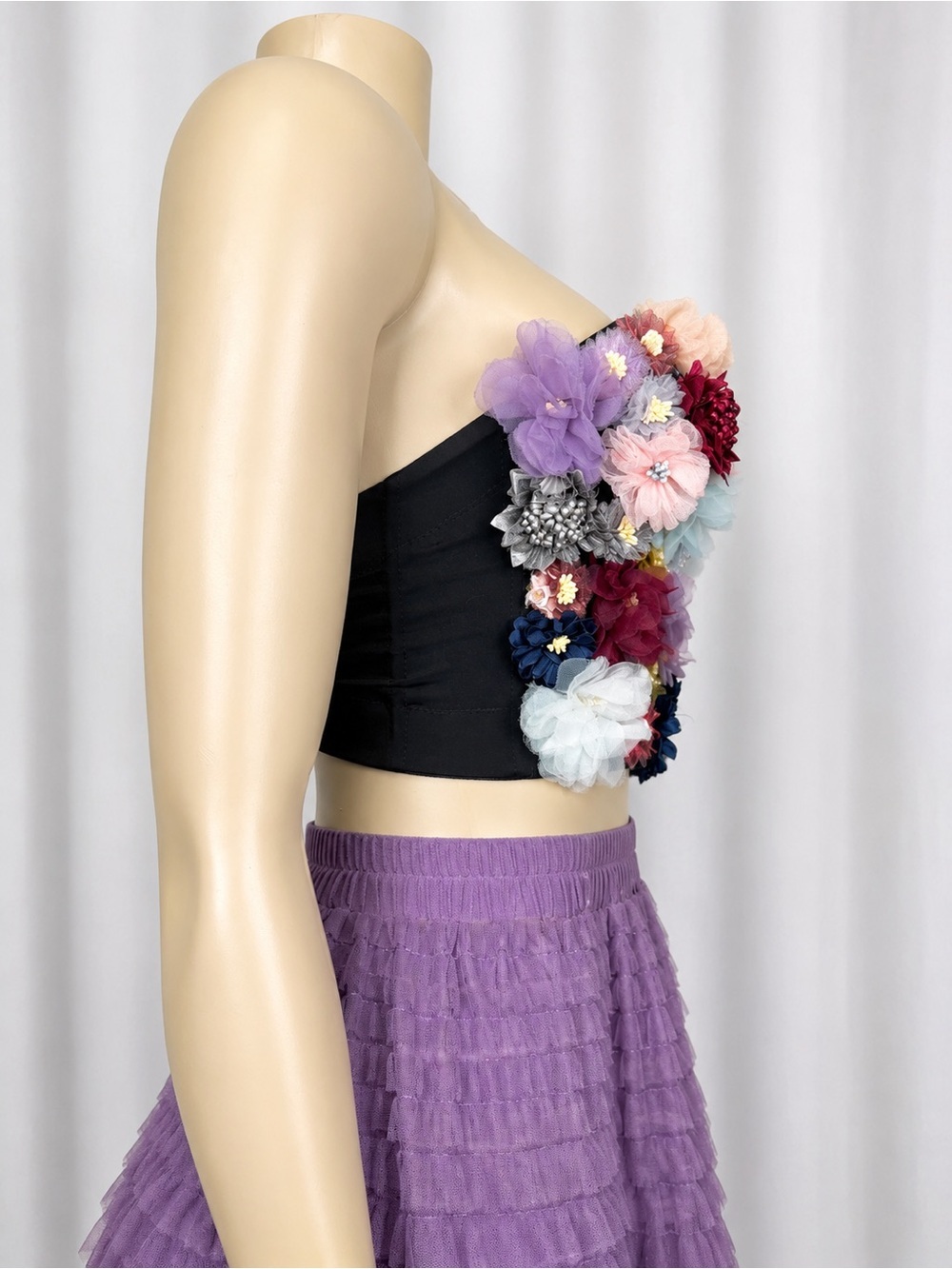 3D Floral Bustier Crop Top Fairycore - Picture 3 of 8